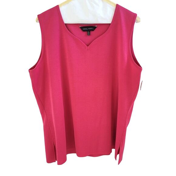 Ming Wang Sleeveless Blouse with Sweetheart Neck in Pink - XL - Picture 1 of 7